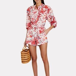 Overlover Palm Springs Tropical Lloyd Playsuit Romper XS - Safari Khaki Dress